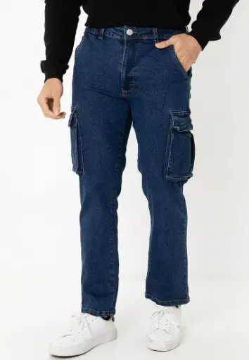 彈力直筒工裝牛仔褲